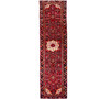 Hamadan Persian Rug 10'4" x 2'9" - Semi Antique Afshan Red, Blue Hand Knotted | front view | SKU 112116