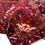 Hamadan Persian Rug 10x2 ft - Semi Antique Medallion Toranj, Herati Mahi Madder Red, Burgundy, Cream Hand Knotted | corner detail | SKU 112116