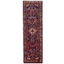 Hamadan Persian Rug 10x3 ft - Semi Antique Afshan Red, Blue Hand Knotted | front view | SKU 112118
