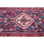 Hamadan Persian Rug 10'6" x 3'1" - Semi Antique Afshan Red, Blue Hand Knotted | side view | SKU 112118