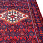 Nahavand Persian Rug 10x3 ft - Semi Antique Medallion Toranj, Herati Mahi Madder Red, Navy Blue, Ivory Hand Knotted | side view | SKU 112120
