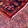 Nahavand Persian Rug 10x3 ft - Semi Antique Medallion Toranj, Herati Mahi Madder Red, Navy Blue, Ivory Hand Knotted | corner detail | SKU 112120