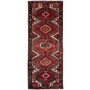 Saveh Persian Rug 9x3 ft - Semi Antique Medallion (Toranj), Geometric Madder Red, Dark Red, Cream Hand Knotted | front view | SKU 112121
