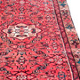 Hamadan Persian Rug 10'4" x 3'3" - Semi Antique Afshan Red, Blue Hand Knotted | corner detail | SKU 112123