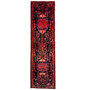 Nahavand Persian Rug 13x3 ft - Semi Antique Medallion Navy Blue, Red Hand Knotted | front view | SKU 112124