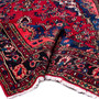 Hamadan Persian Rug 10'3" x 6'11" - Semi Antique Afshan Red, Blue Hand Knotted | detail view | SKU 112127