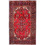 Borchelu Persian Rug 9x5 ft - Semi Antique Medallion (Toranj), Shah Abbasi Red, Burgundy, Navy Blue Hand Knotted | front view | SKU 112131
