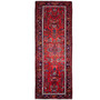 Hamadan Persian Rug 10x3 ft - Semi Antique Afshan Red, Blue Hand Knotted | front view | SKU 112133