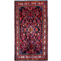 Nahavand Persian Rug 10x5 ft - Semi Antique Medallion Navy Blue, Red Hand Knotted | front view | SKU 112136