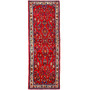 Sarouk Persian Rug 11'1" x 3'9" - Semi Antique Medallion Red, Blue Hand Knotted | front view | SKU 112138