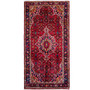 Bijar Persian Rug 9x4 ft - Semi Antique Medallion Toranj, Herati Mahi Madder Red, Navy Blue, Crimson Hand Knotted | front view | SKU 112139