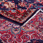 Hamadan Persian Rug 12'0" x 7'9" - Semi Antique Afshan Red, Blue Hand Knotted | corner detail | SKU 112140