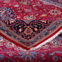 Sarouk Persian Rug 11x8 ft - Semi Antique Medallion (Toranj), Shah Abbasi Madder Red, Navy Blue, Cream Hand Knotted | corner detail | SKU 112141