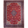 Sarouk Persian Rug 11x8 ft - Semi Antique Medallion Red, Blue Hand Knotted | front view | SKU 112141