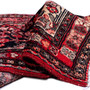 Hamadan Persian Rug 9'10" x 3'8" - Semi Antique Afshan Red, Blue Hand Knotted | detail view | SKU 112143