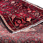 Hosseinabad Persian Rug 10x3 ft - Semi Antique Medallion Toranj, Herati Mahi Madder Red, Crimson, Ivory Hand Knotted | corner detail | SKU 112145