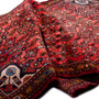 Hamadan Persian Rug 9x3 ft - Semi Antique Afshan Red, Blue Hand Knotted | detail view | SKU 112148