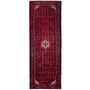 Shiraz Persian Rug 11'2" x 3'11" - Semi Antique Geometric Blue, Red Hand Knotted | front view | SKU 112151