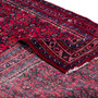 Shiraz Persian Rug 11'2" x 3'11" - Semi Antique Geometric Blue, Red Hand Knotted | corner detail | SKU 112151