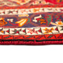 Shiraz Persian Rug 10'2" x 5'1" - Semi Antique Medallion Geometric Madder Red, Cream, Navy Blue Hand Knotted | side view | SKU 110022
