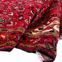 Hosseinabad Persian Rug 10x3 ft - Semi Antique Medallion Toranj, Herati Mahi Crimson, Ivory, Navy Blue Hand Knotted | detail view | SKU 112152
