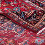 Hamadan Persian Rug 9'6" x 4'0" - Semi Antique Afshan Red, Blue Hand Knotted | corner detail | SKU 112153