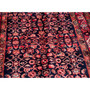 Hamadan Persian Rug 9'8" x 3'7" - Semi Antique Afshan Red, Blue Hand Knotted | back view | SKU 112155