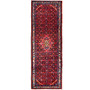 Hamadan Persian Rug 10x3 ft - Semi Antique Afshan Red, Blue Hand Knotted | front view | SKU 112156
