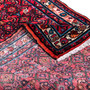 Hamadan Persian Rug 10x3 ft - Semi Antique Afshan Red, Blue Hand Knotted | corner detail | SKU 112156