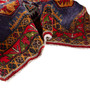 Meshkin Persian Rug 10'8" x 4'5" - Semi Antique Medallion Geometric Navy Blue, Crimson, Gold Hand Knotted | detail view | SKU 110024
