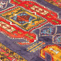 Meshkin Persian Rug 10'8" x 4'5" - Semi Antique Medallion Geometric Navy Blue, Crimson, Gold Hand Knotted | back view | SKU 110024