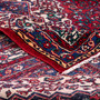 Mehraban Persian Rug 11x9 ft - Semi Antique Medallion Toranj, Herati Mahi Madder Red, Navy Blue, Ivory Hand Knotted | corner detail | SKU 112163