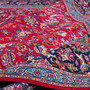 Kashan Persian Rug 14x10 ft - Antique Medallion Crimson, Navy Blue Hand Knotted | detail view | SKU 112165
