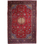 Sarouk Persian Rug 11x8 ft - Semi Antique Medallion Red, Blue Hand Knotted | front view | SKU 112166