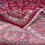 Najafabad Persian Rug 13x9 ft - Semi Antique Medallion (Toranj), Shah Abbasi Madder Red, Navy Blue, Cream Hand Knotted | corner detail | SKU 112167