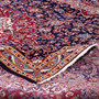 Kashan Persian Rug 10'12" x 8'2" - Semi Antique Medallion Crimson, Navy Blue Hand Knotted | corner detail | SKU 112168
