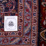 Kashan Persian Rug 11x8 ft - Semi Antique Medallion Crimson, Navy Blue Hand Knotted | full view | SKU 112169