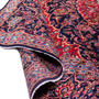 Kashan Persian Rug 13x9 ft - Semi Antique Medallion Crimson, Navy Blue Hand Knotted | detail view | SKU 112170