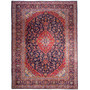 Kashan Persian Rug 13'1" x 9'2" - Semi Antique Medallion Crimson, Navy Blue Hand Knotted | front view | SKU 112170