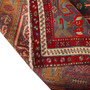 Meshkin Persian Rug 10x4 ft - Semi Antique Kheshti (Garden), Geometric Madder Red, Cream, Navy Blue Hand Knotted | corner detail | SKU 110025