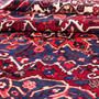 Bakhtiari Persian Rug 9x8 ft - Semi Antique Medallion (Toranj), Herati (Mahi) Madder Red, Navy Blue, Cream Hand Knotted | detail view | SKU 112173