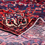 Bakhtiari Persian Rug 9x8 ft - Semi Antique Medallion (Toranj), Herati (Mahi) Madder Red, Navy Blue, Cream Hand Knotted | corner detail | SKU 112173