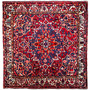Bakhtiari Persian Rug 9x8 ft - Semi Antique Medallion (Toranj), Herati (Mahi) Madder Red, Navy Blue, Cream Hand Knotted | front view | SKU 112173
