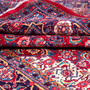 Sarouk Persian Rug 10'5" x 7'3" - Semi Antique Medallion Red, Blue Hand Knotted | detail view | SKU 112174