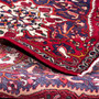 Bakhtiari Persian Rug 10x6 ft - Semi Antique Medallion (Toranj), Geometric Madder Red, Navy Blue, Crimson Hand Knotted | corner detail | SKU 112176