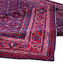 Arak Persian Rug 12x9 ft - Semi Antique Herati (Mahi), Afshan (All-Over) Dark Red, Navy Blue, Crimson Hand Knotted | detail view | SKU 112178
