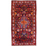 Nahavand Persian Rug 10x5 ft - Semi Antique Medallion Toranj Herati Mahi Dark Red Madder Red Navy Blue Hand Knotted | front view | SKU 112179
