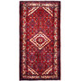 Hosseinabad Persian Rug 6'11" x 3'7" - Semi Antique Medallion Crimson, Ivory Hand Knotted | front view | SKU 112182