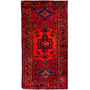 Zanjan Persian Rug 6'9" x 3'4" - Semi Antique Medallion Navy Blue, Crimson Hand Knotted | front view | SKU 112185