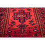 Zanjan Persian Rug 6'9" x 3'4" - Semi Antique Medallion Navy Blue, Crimson Hand Knotted | side view | SKU 112185